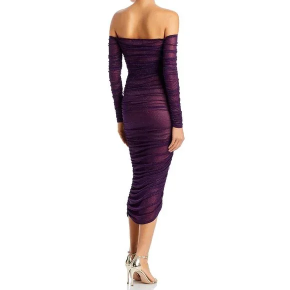 Bronx And Banco Women's Maya Burgundy Midi Dress L US 8 Retail $650 B4HP